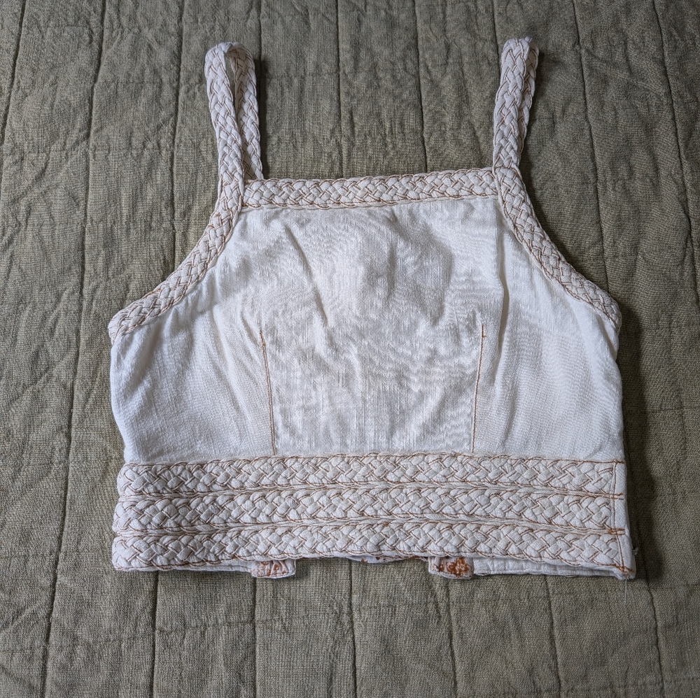 Anthropologie Pilcro Cropped Lace Back Corset Top M